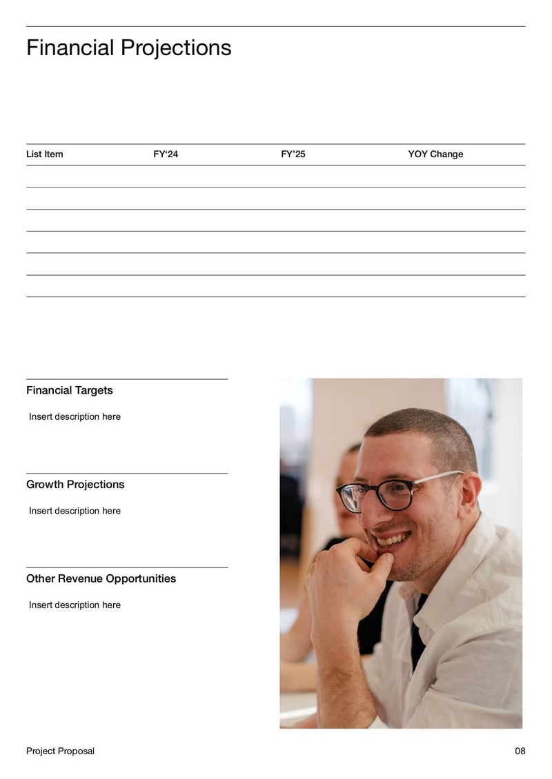 Generic Project Proposal Template for outlining project objectives, scope, and deliverables