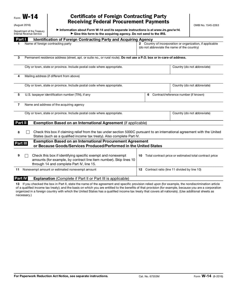 Large thumbnail of Form W-14 - Aug 2016