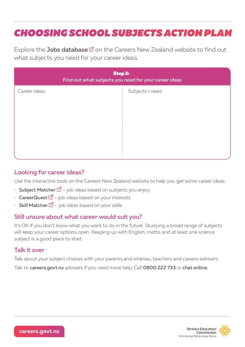 Large thumbnail of Choosing School Subjects Action Plan - May 2018