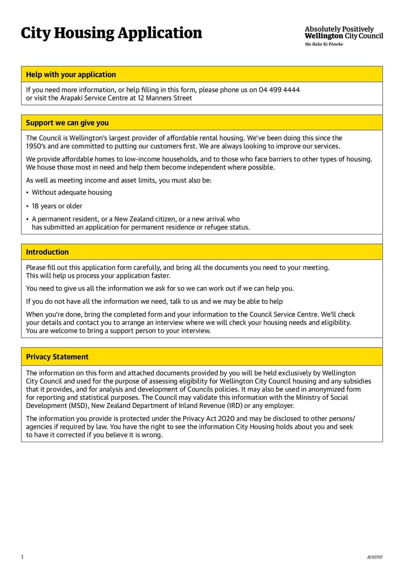 Large thumbnail of City Housing Application Form - May 2021