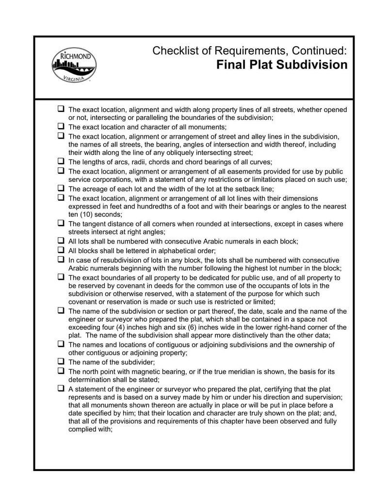 Large thumbnail of Virginia Application for Final Plat Subdivision
