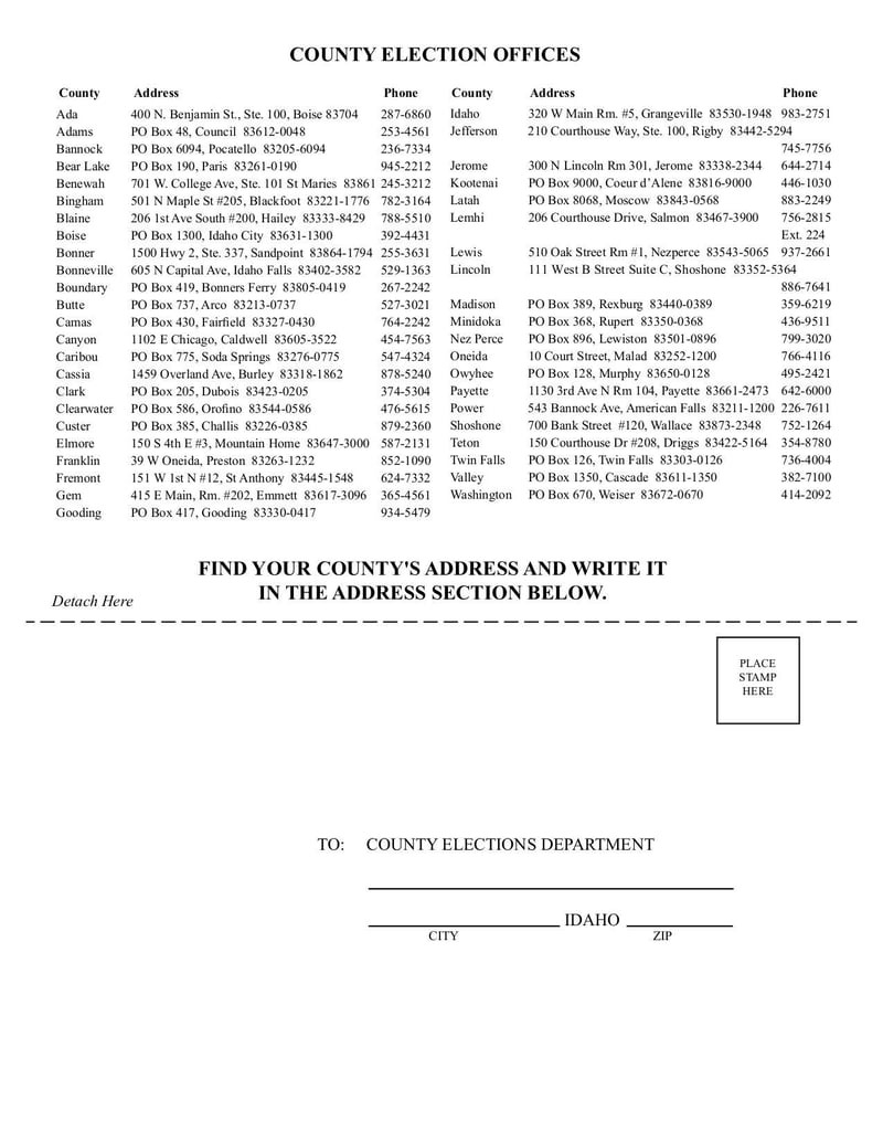 Large thumbnail of Idaho Voter Registration Form - Jun 2011