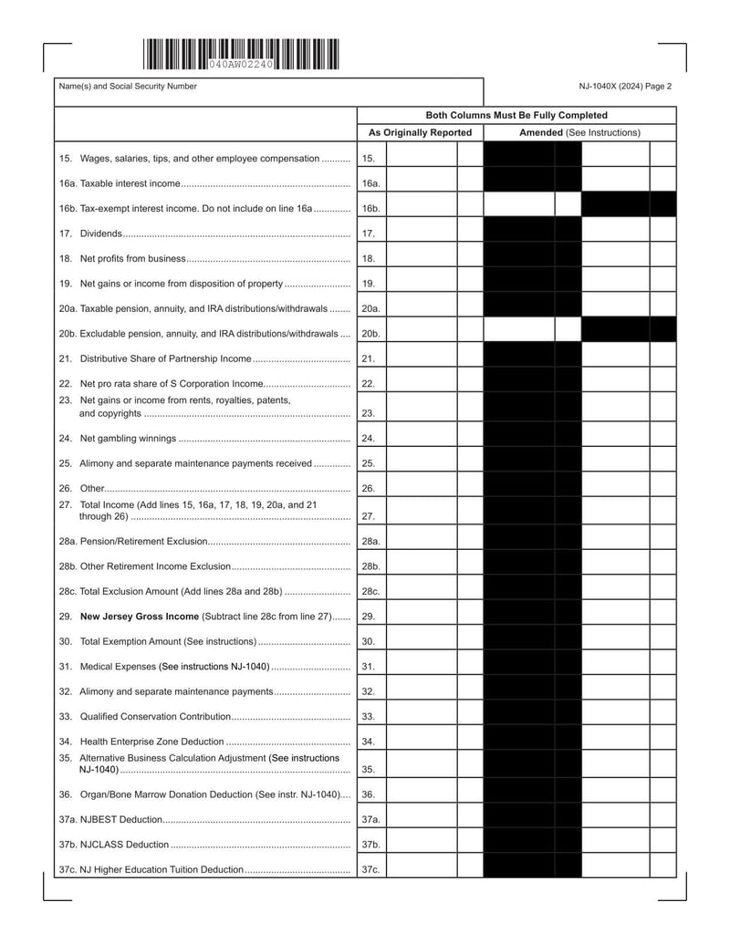 Large thumbnail of Form NJ-1040-X - 2024