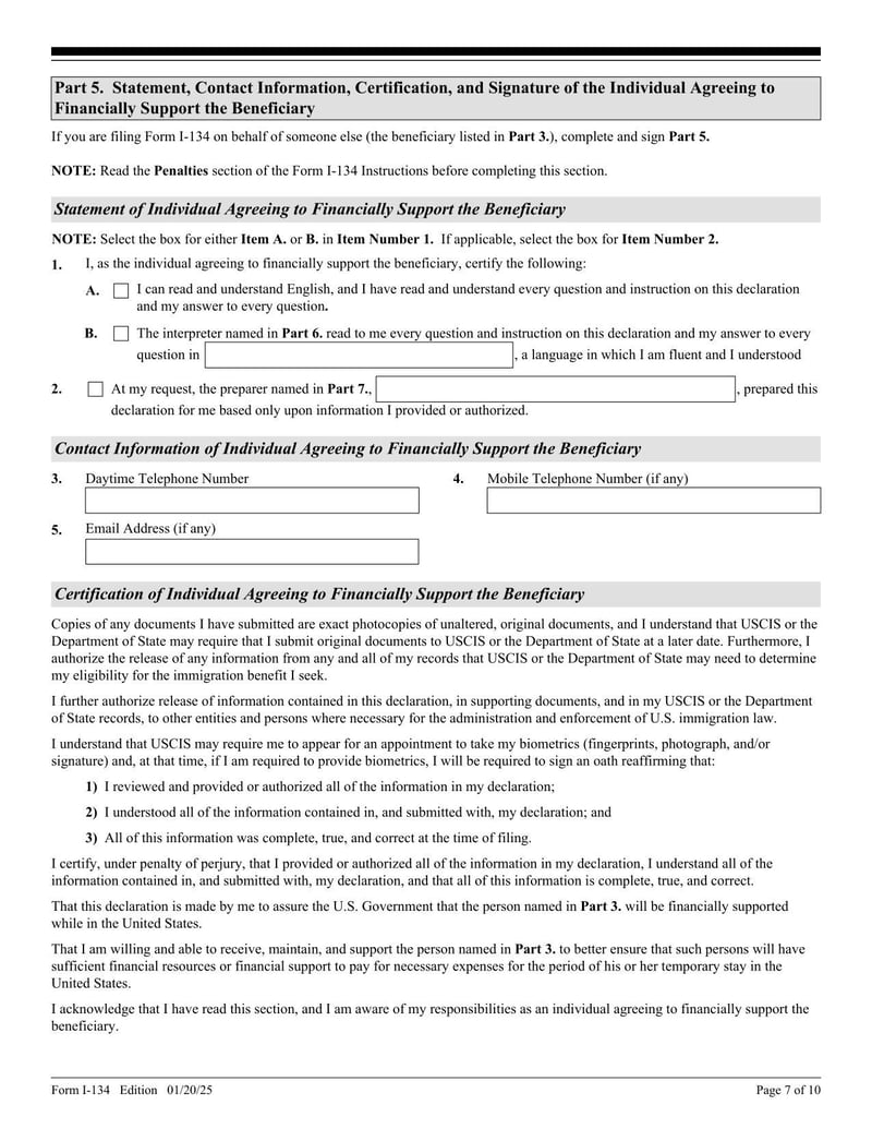 Large thumbnail of Form I-134 (2025)
