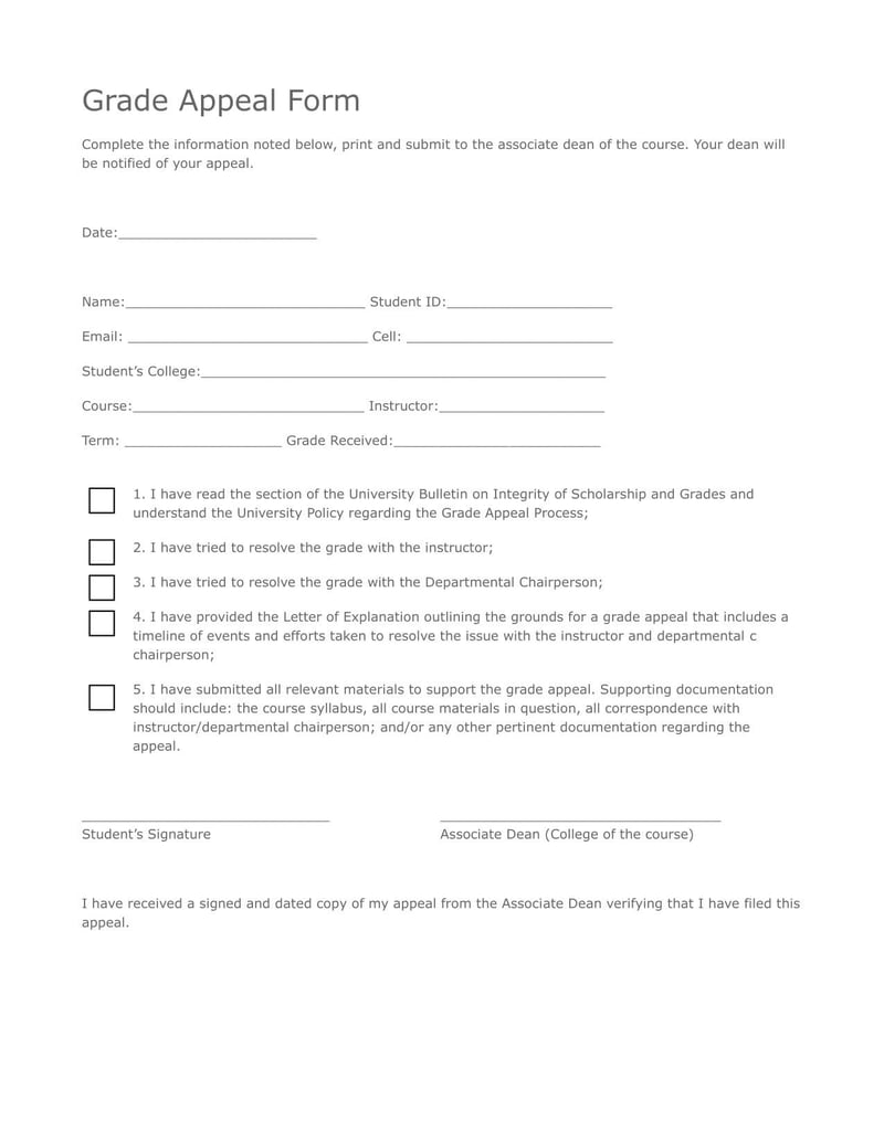 Large thumbnail of Loyola University New Orleans Grade Appeal Form