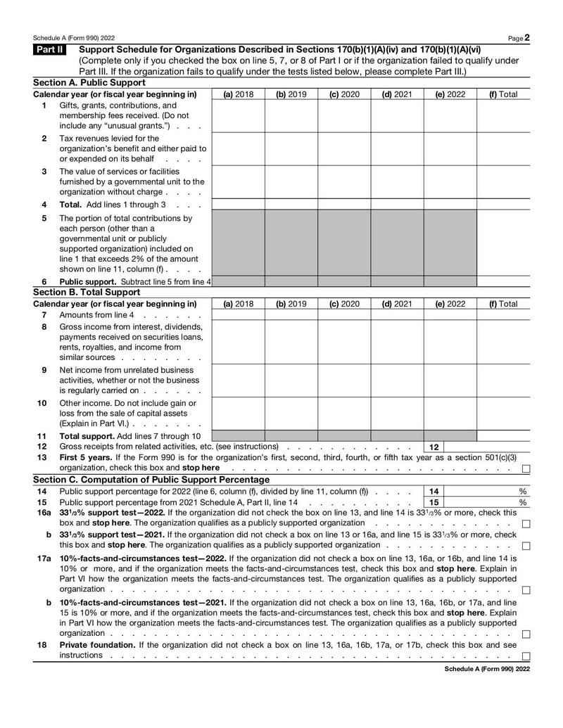 Thumbnail of Schedule A (Form 990) - Jan 2022 - page 1