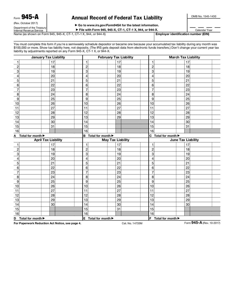Large thumbnail of Form 945-A - Oct 2017