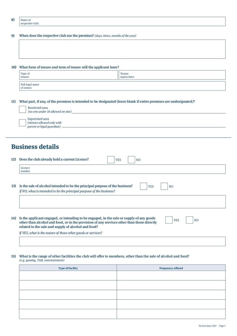 Large thumbnail of New Club Licence Application Form - Jun 2021