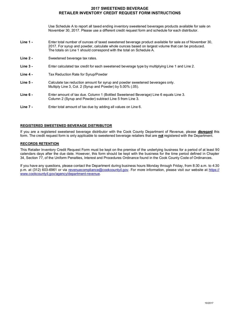 Large thumbnail of Sweetened Beverage Tax Close Out Process Forms and Schedules - Nov 2017