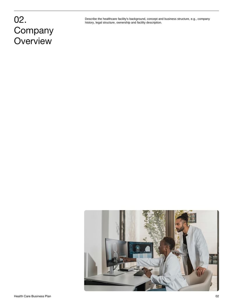 Health Care Business Plan for planning the structure, services and budgeting of a medical or wellness organization