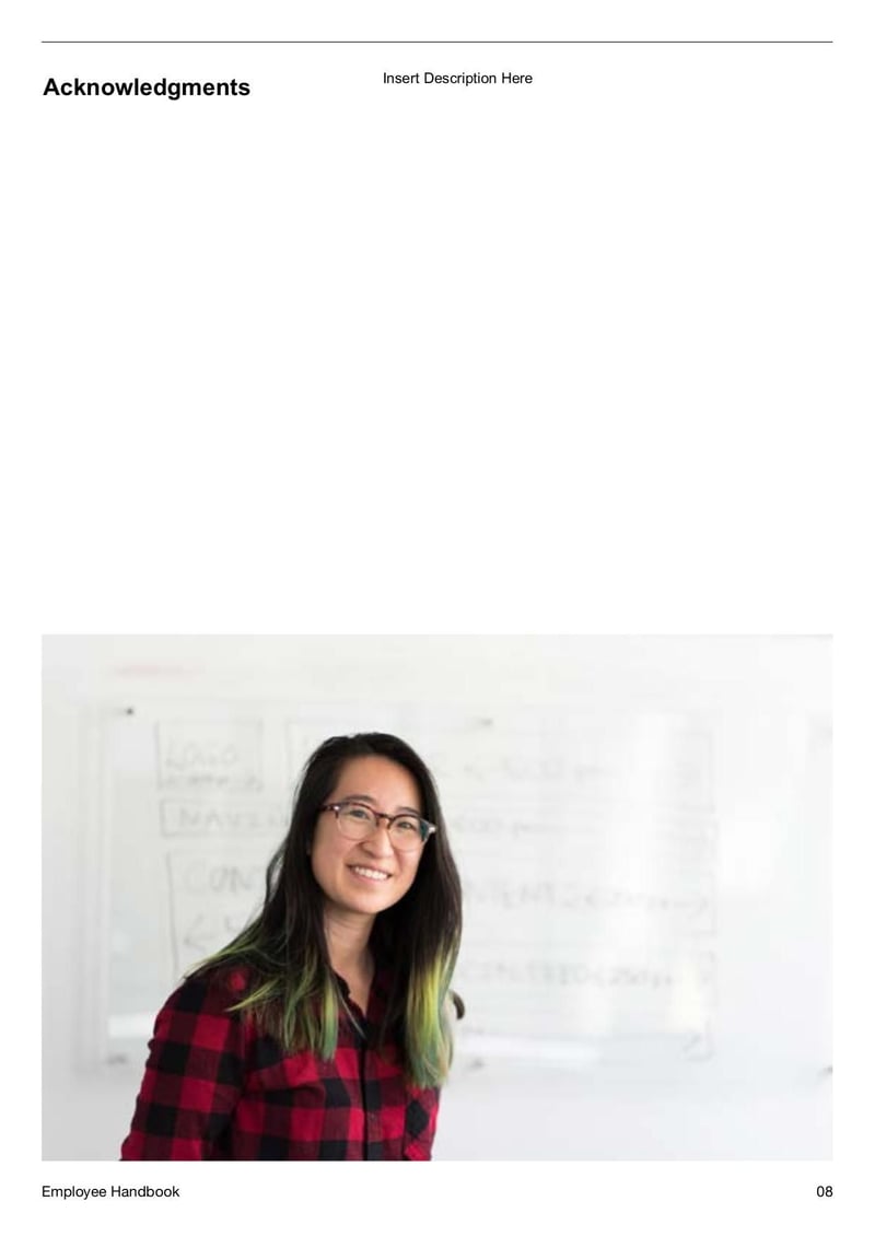 Employee Handbook detailing workplace policies, employee rights, company expectations, and benefits