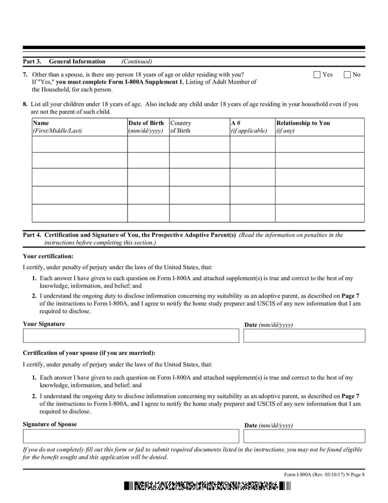 Large thumbnail of Form I-800a - Mar 2017