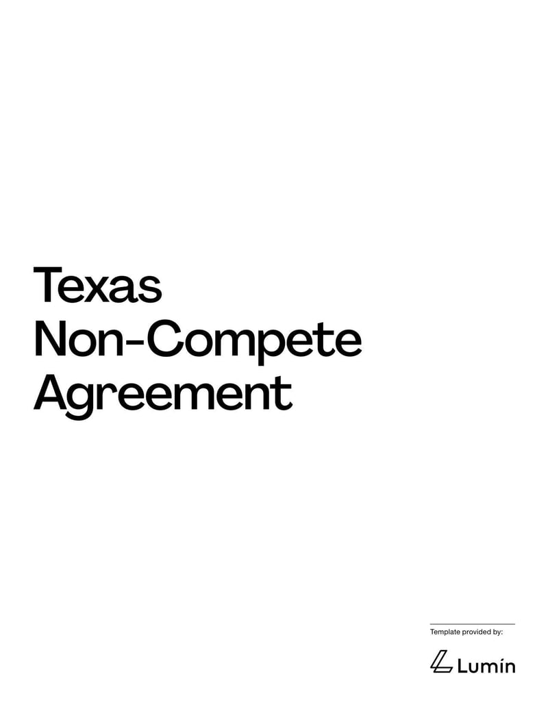 Non-Compete Agreement Texas for specifying employment restrictions on competitive work within the state’s legal limits