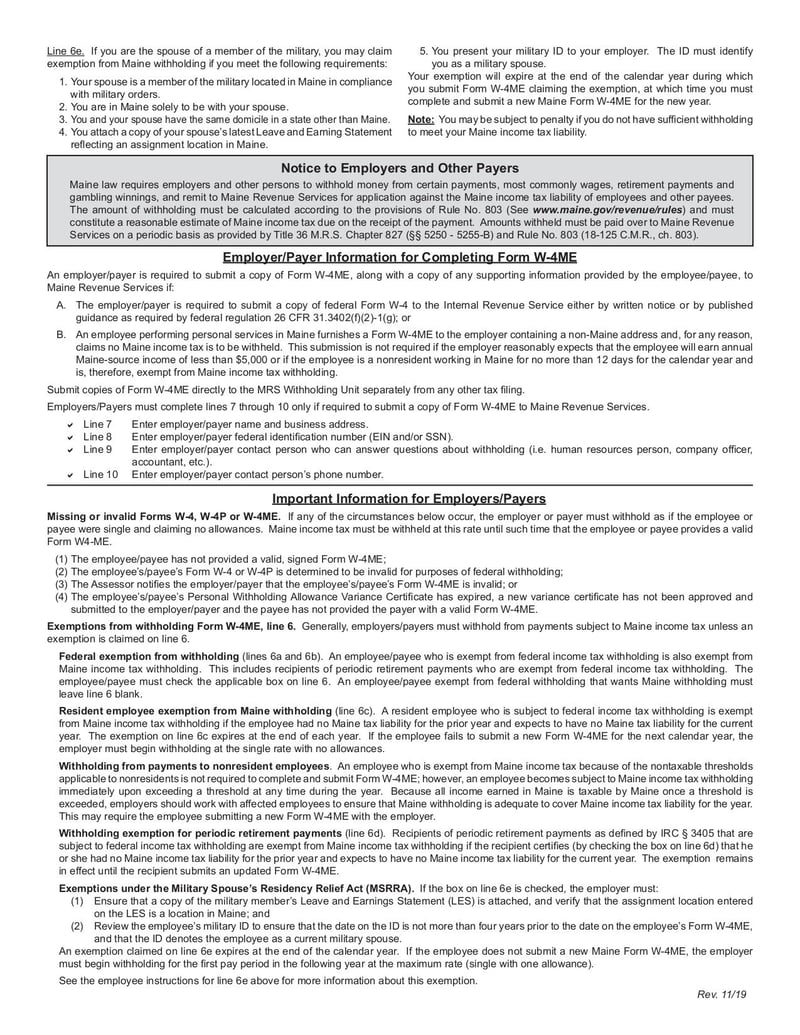 Large thumbnail of Form W-4ME - Dec 2019