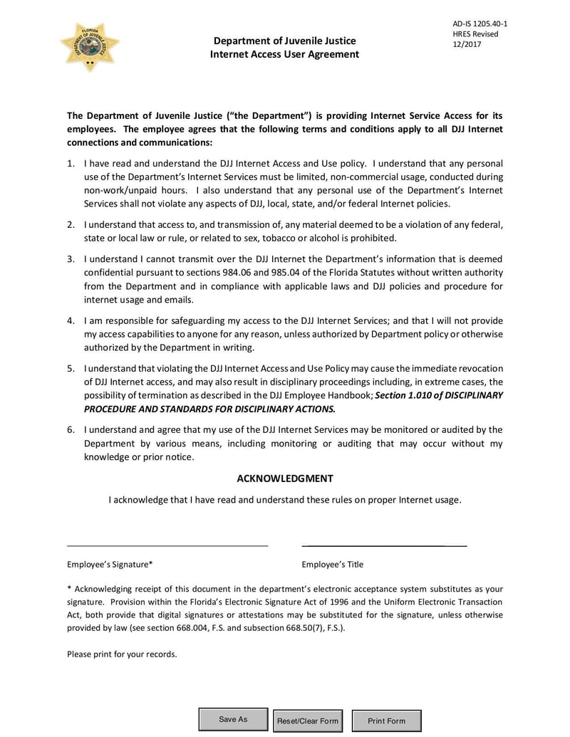 Large thumbnail of DJJ Form AD-IS1205.40-1 - Feb 2018