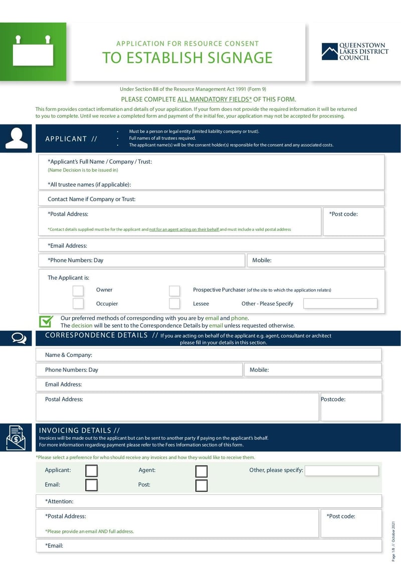 Large thumbnail of Form 9 Application for Resource Consent to Establish Signage - Oct 2021