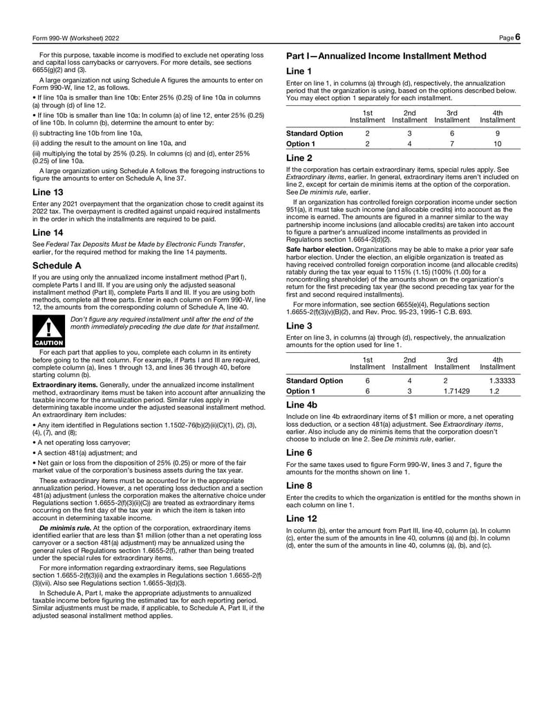 Large thumbnail of Form 990-W - Jan 2022