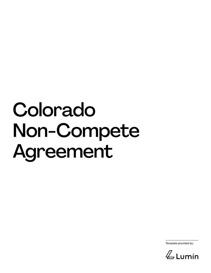 Non-Compete Agreement Colorado for specifying employment restrictions on competitive work within the state’s legal limits