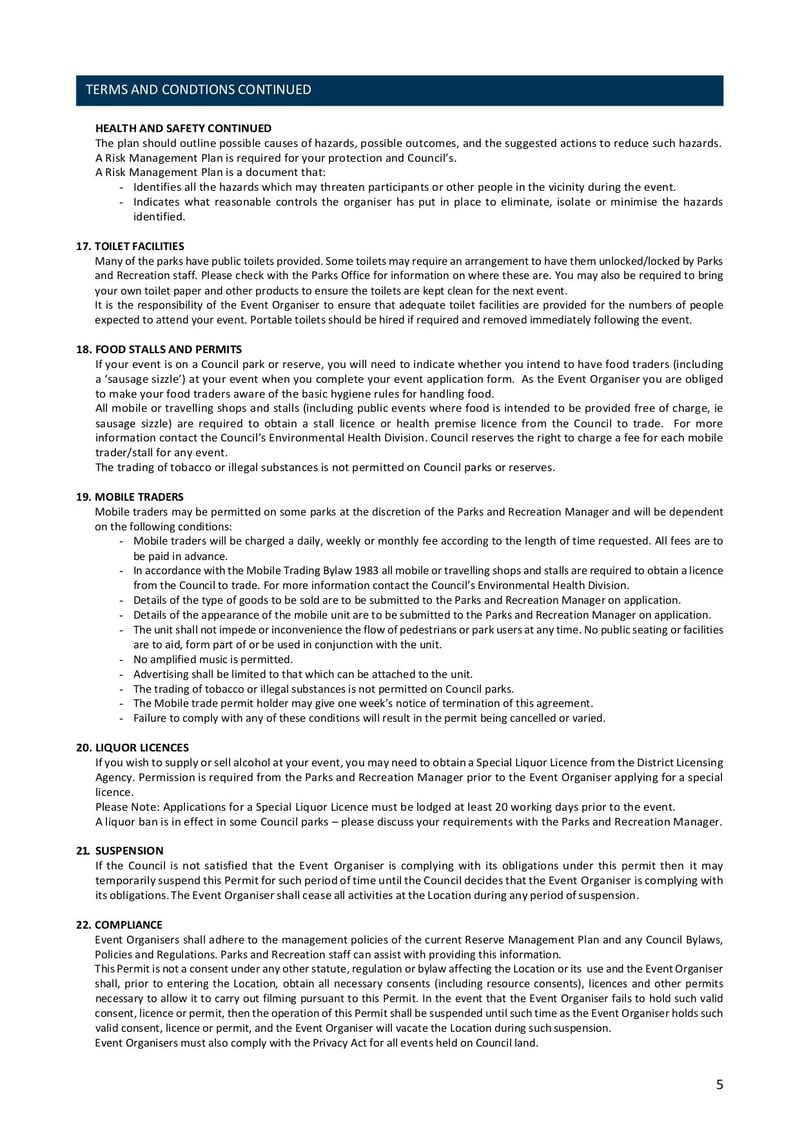 Large thumbnail of Parks and Recreation Booking Form - Aug 2021