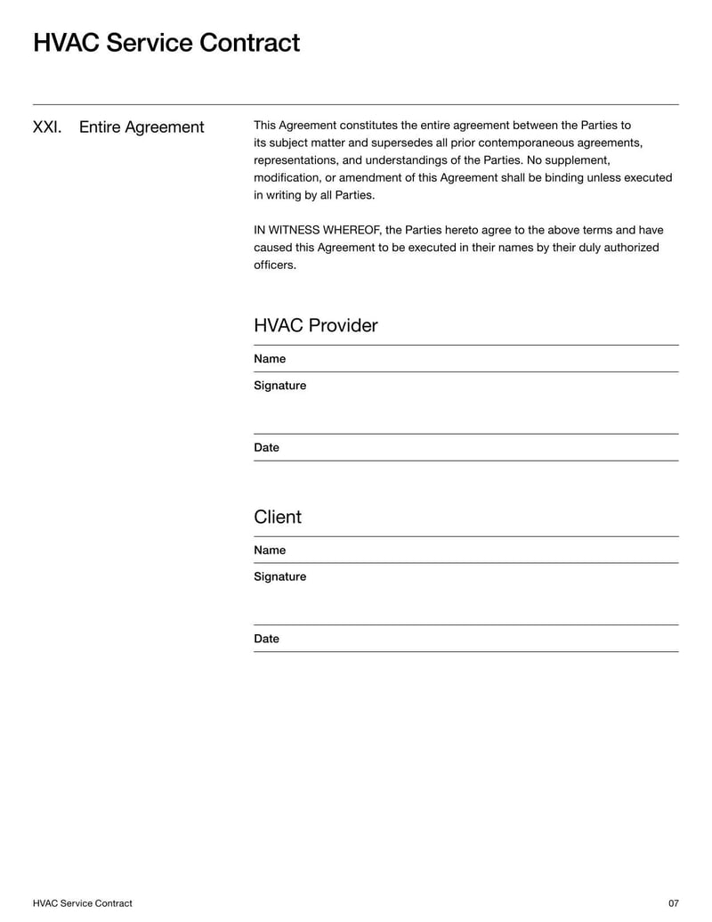 Large thumbnail of HVAC Service Contract Template