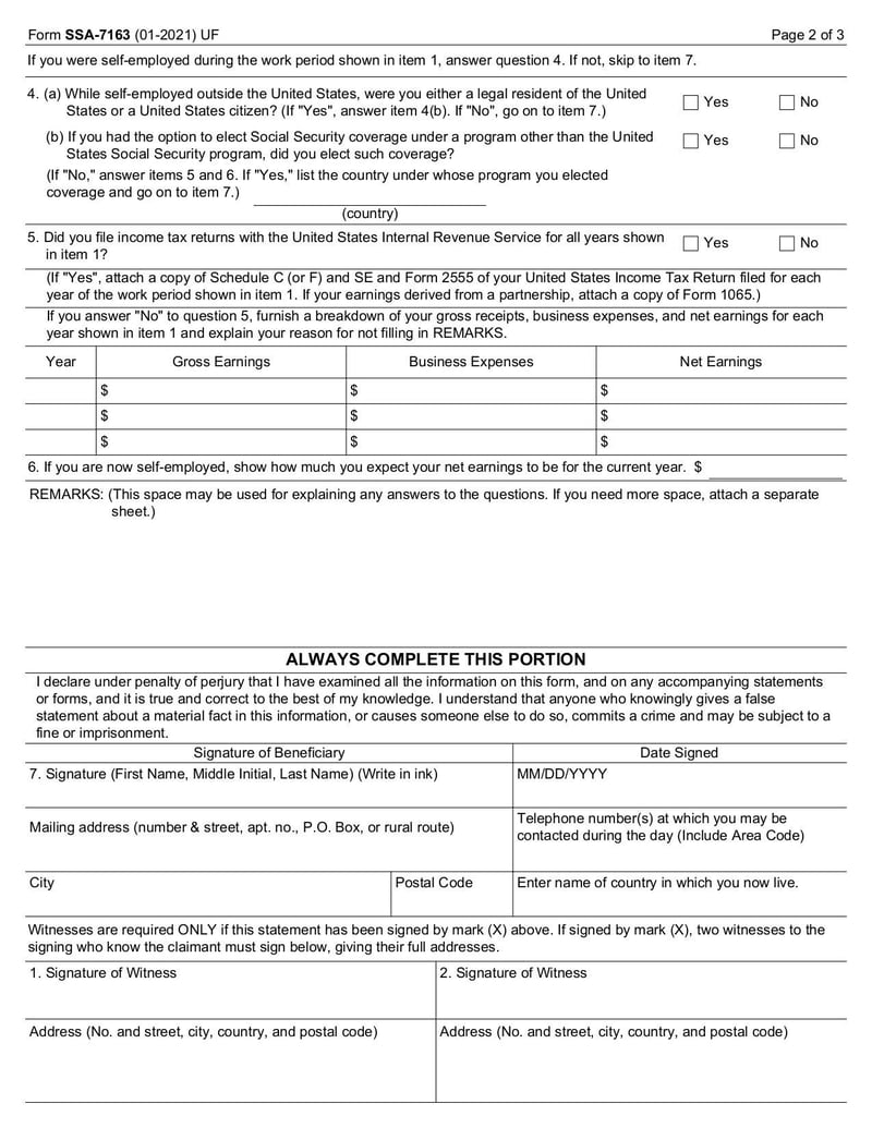Large thumbnail of Form SSA-7163 - Jan 2021