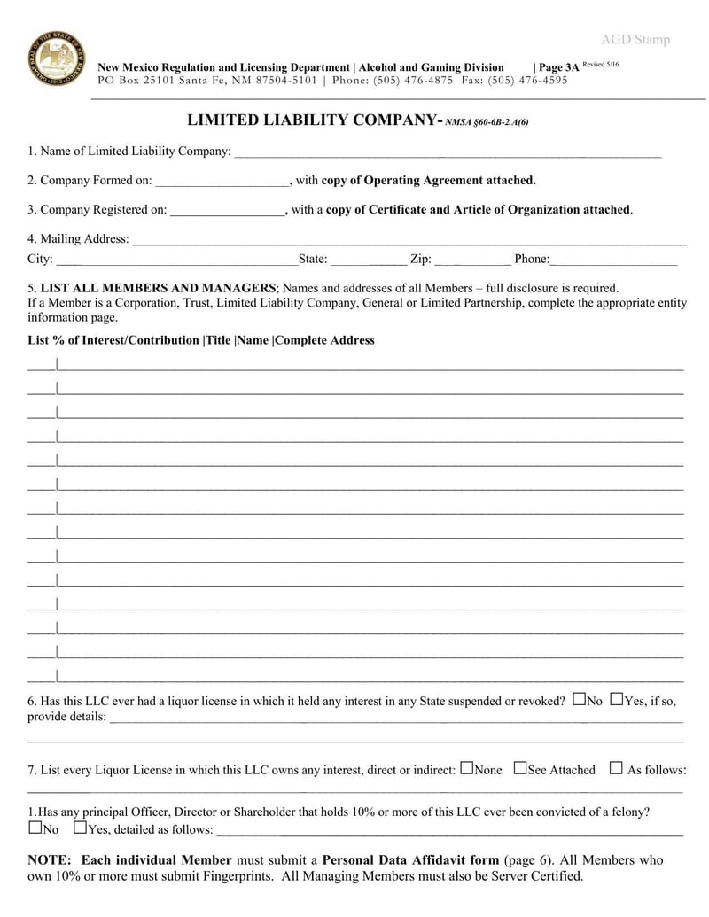 Large thumbnail of New Mexico Change of Structure Application