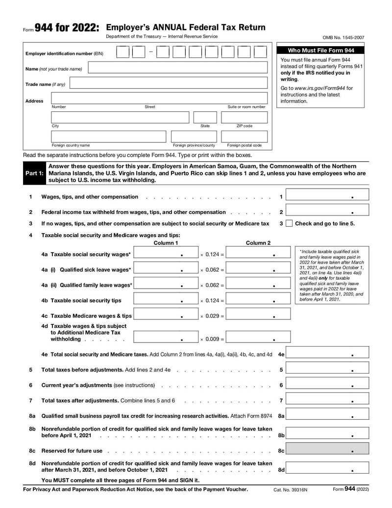 Large thumbnail of Form 944 - Jan 2022