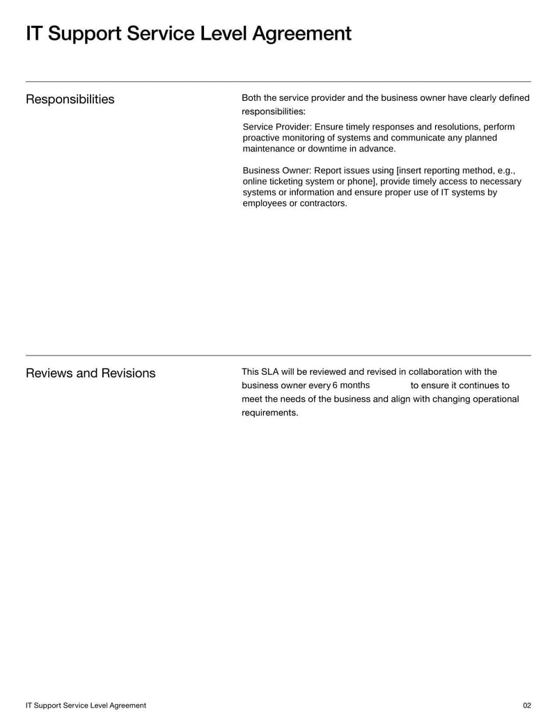 Large thumbnail of IT Support Service Level Agreement Template for New Zealand