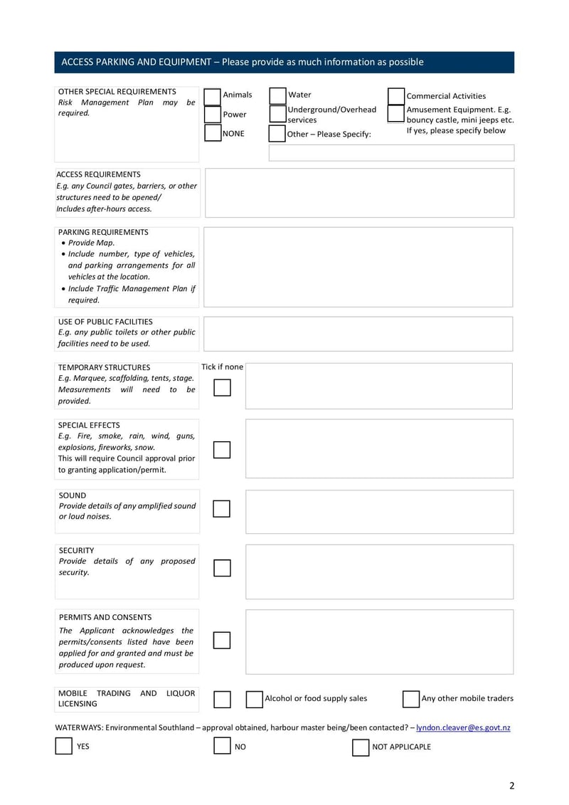 Large thumbnail of Parks and Recreation Booking Form - Aug 2021