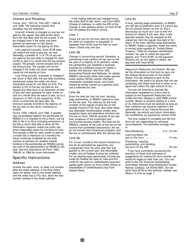 Large thumbnail of Form 8736 - Oct 2003