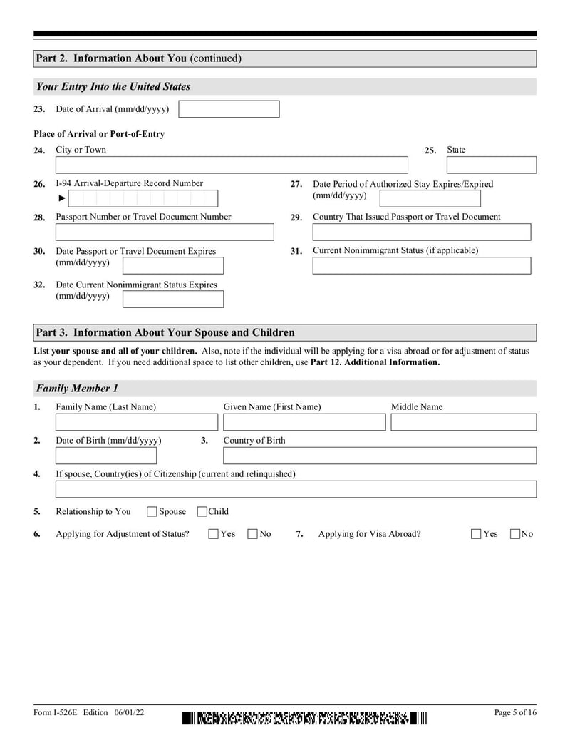 Large thumbnail of Form I-526E - Mar 2023