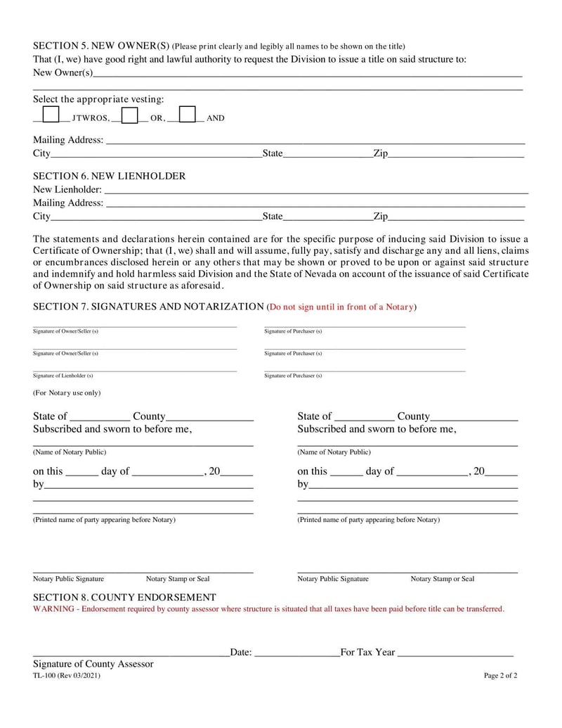 Large thumbnail of Form TL-100