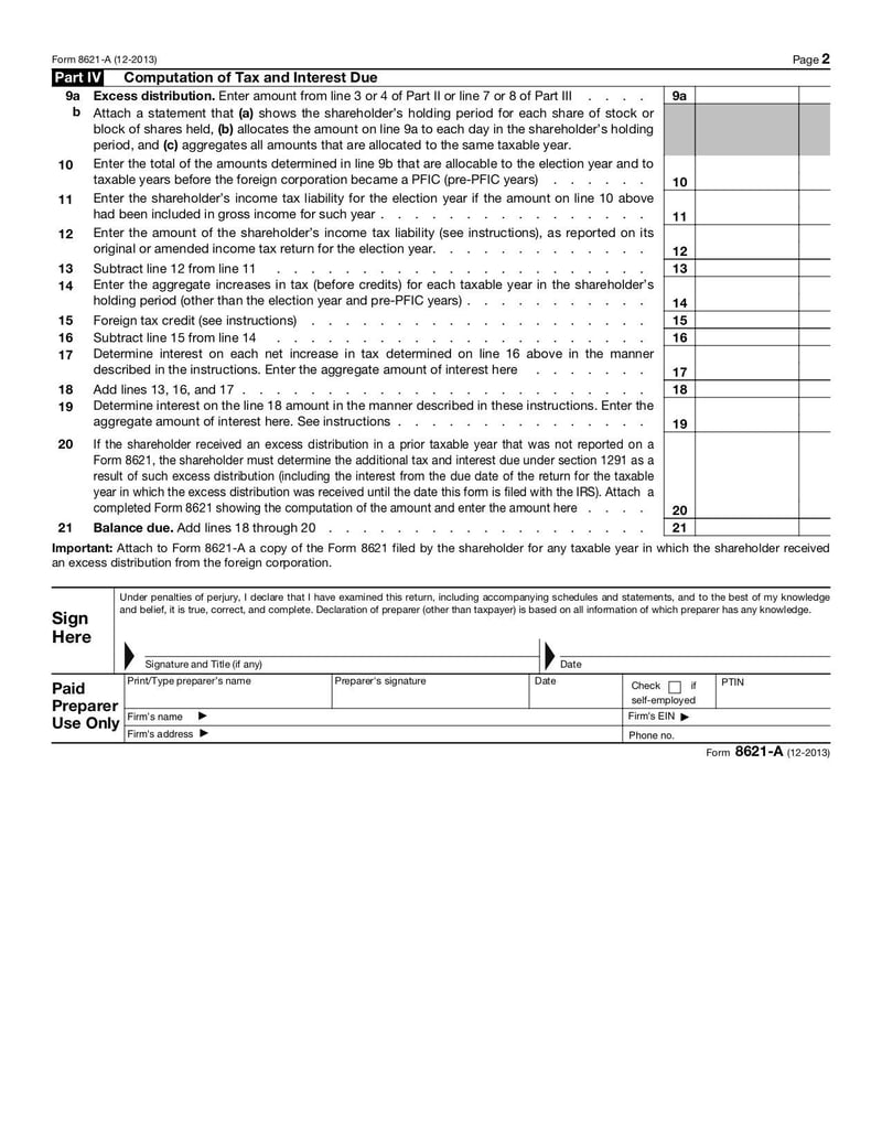 Large thumbnail of Form 8621-A - Dec 2013