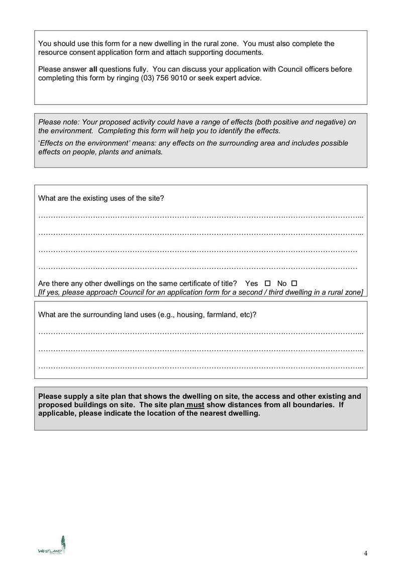 Large thumbnail of Application Form and Assessment of Environmental Effects Single Dwelling in a Rural Zone - Nov 2017