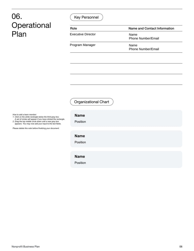 Nonprofit Business Plan Template for mission-driven organizations seeking funding and growth
