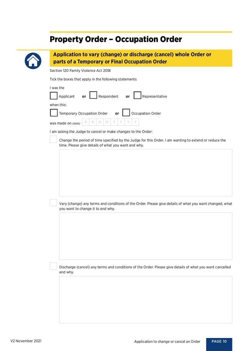 Large thumbnail of Application to Change or Cancel an Order - May 2022