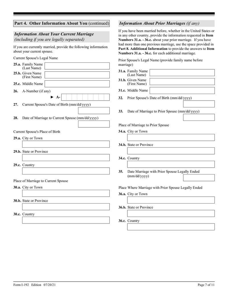 Large thumbnail of Form I-192 - Jul 2021