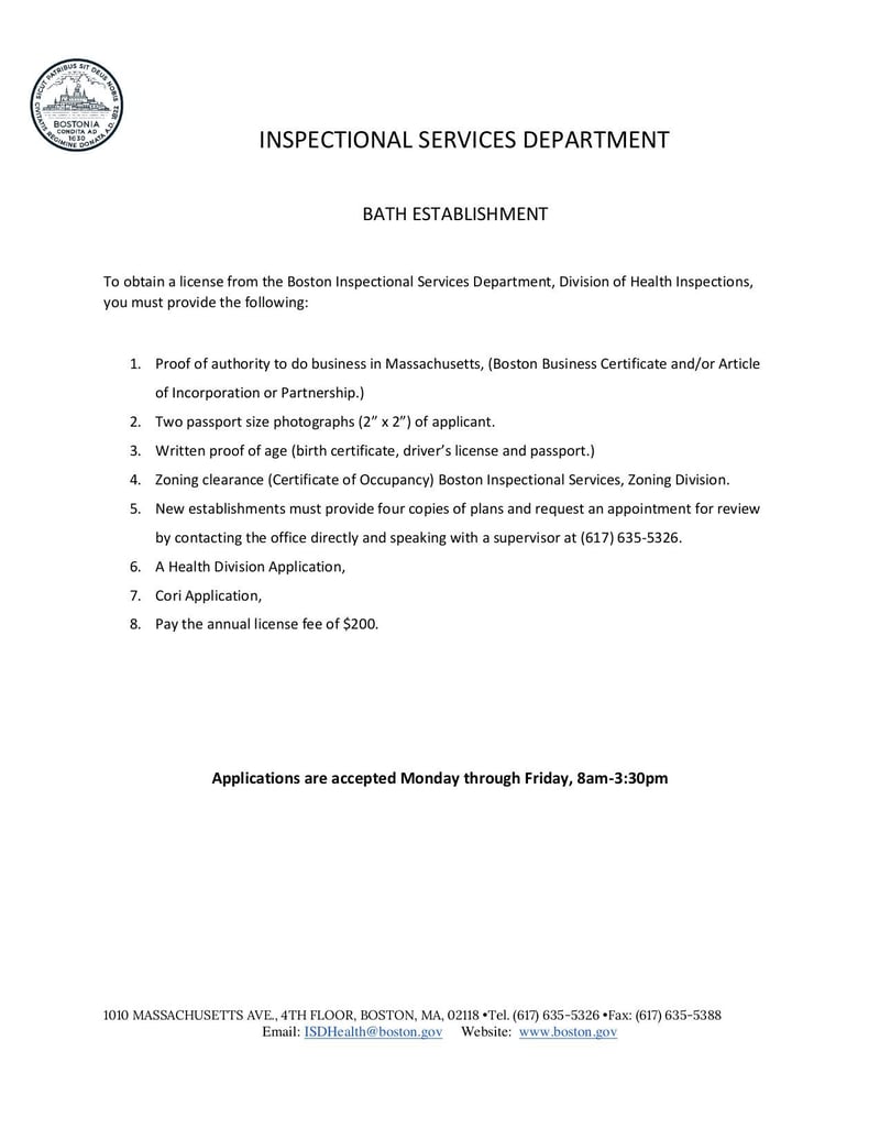 Large thumbnail of Bath Establishment Application Form - Apr 2021