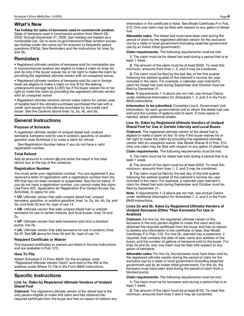 Large thumbnail of Schedule 2 (Form 8849) - May 2020