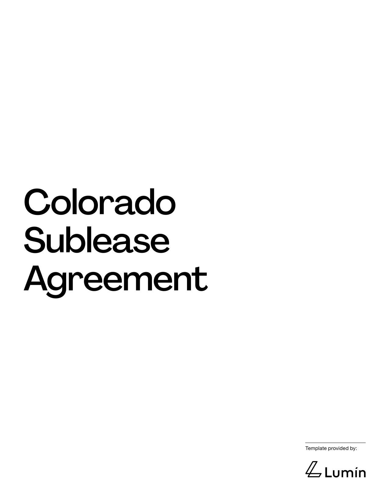 Sublease Agreement Template - Colorado | Fill and sign with Lumin