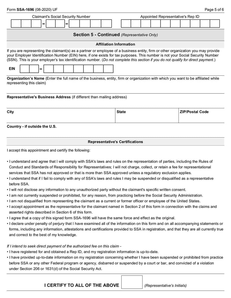 Large thumbnail of Form SSA-1696 - Sep 2020
