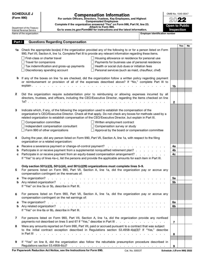 Large thumbnail of Schedule J (Form 990) - Jan 2022