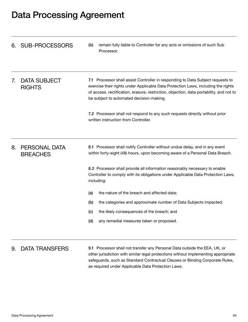 Data Processing Agreement for GDPR, UK GDPR and CCPA/CPRA compliance