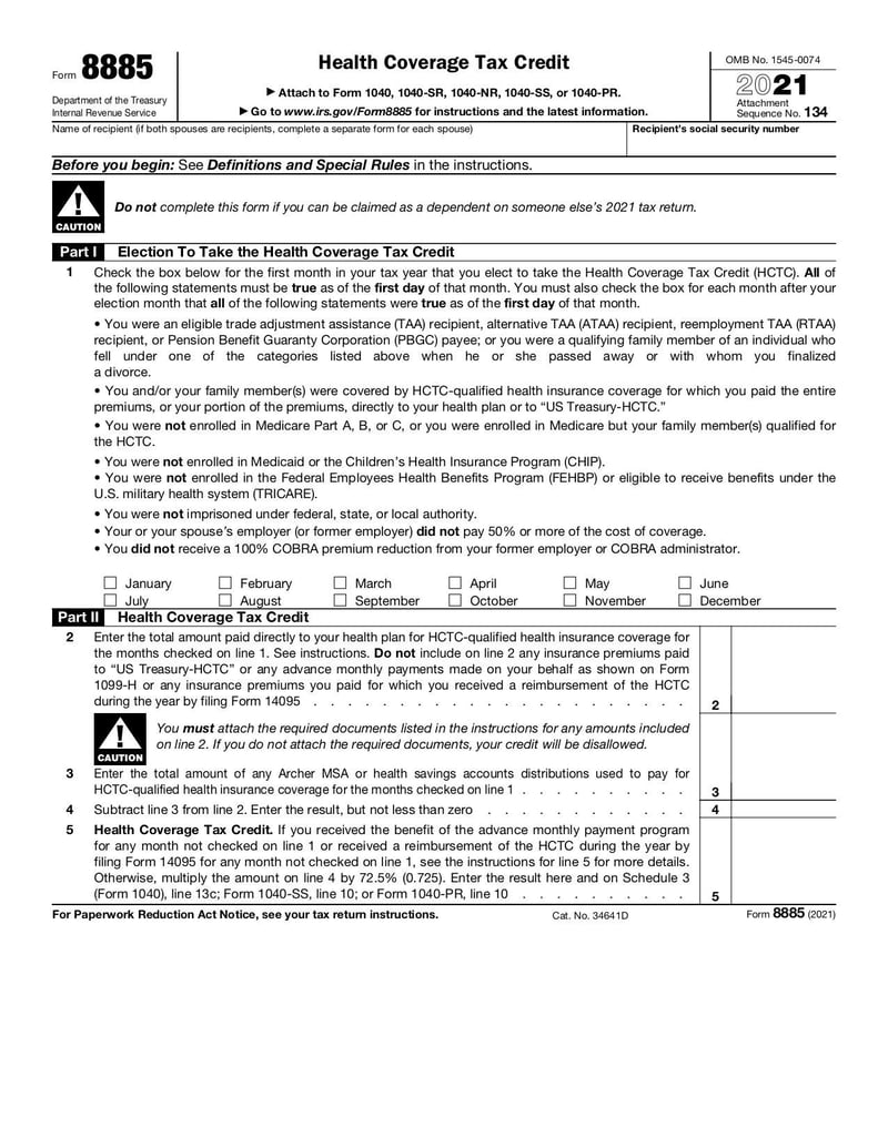 Large thumbnail of Form 8885 - Sep 2021