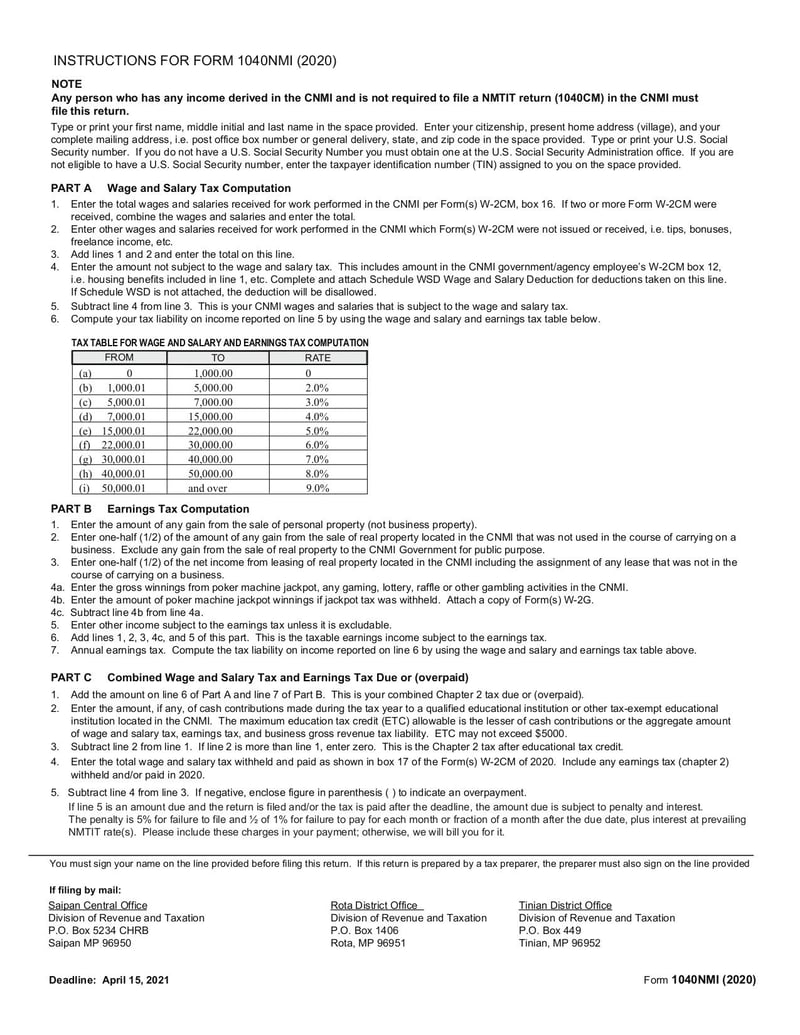 Large thumbnail of Form 1040NMI - Mar 2021