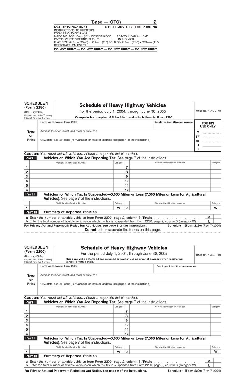 Large thumbnail of Form 2290 - Jul 2004