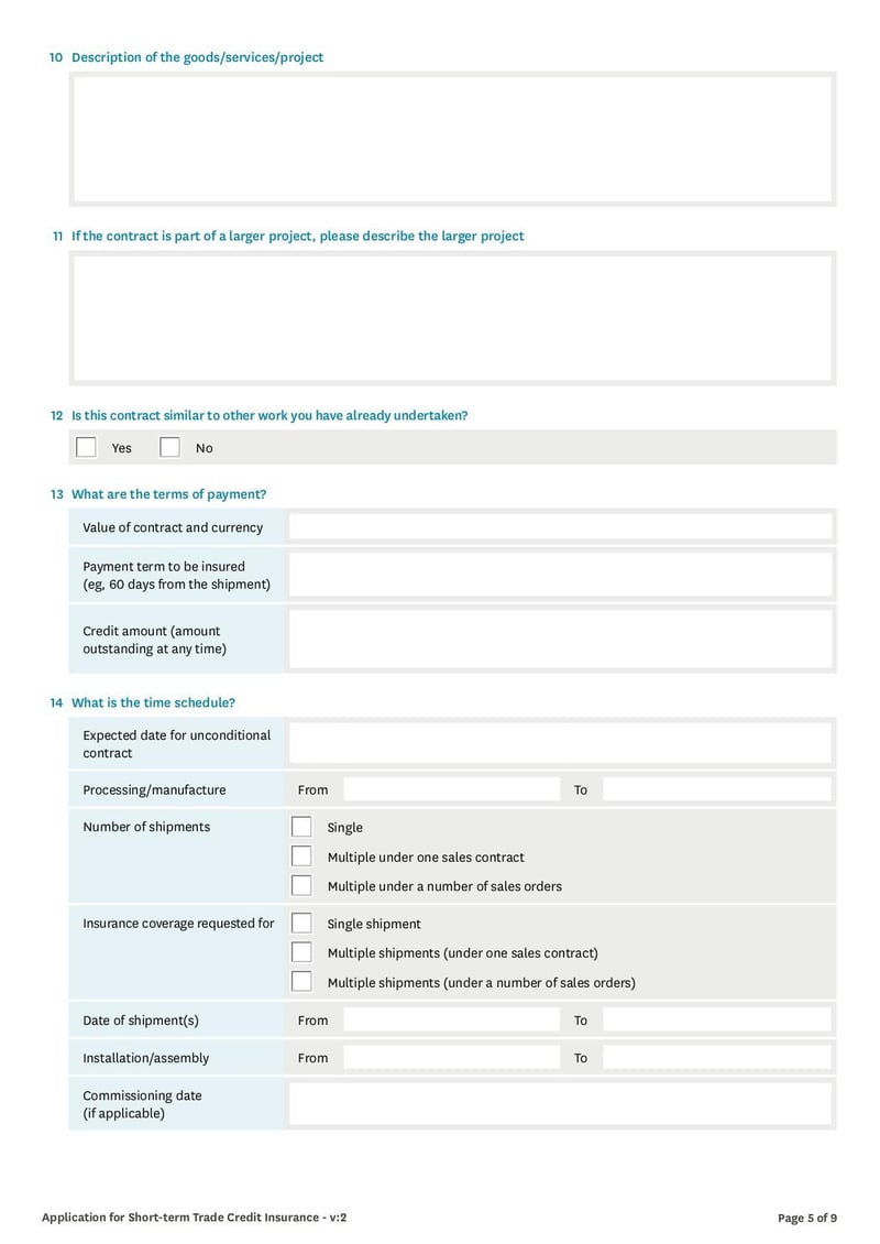 Large thumbnail of Application Form for Short-Term Trade Credit Insurance - Apr 2020