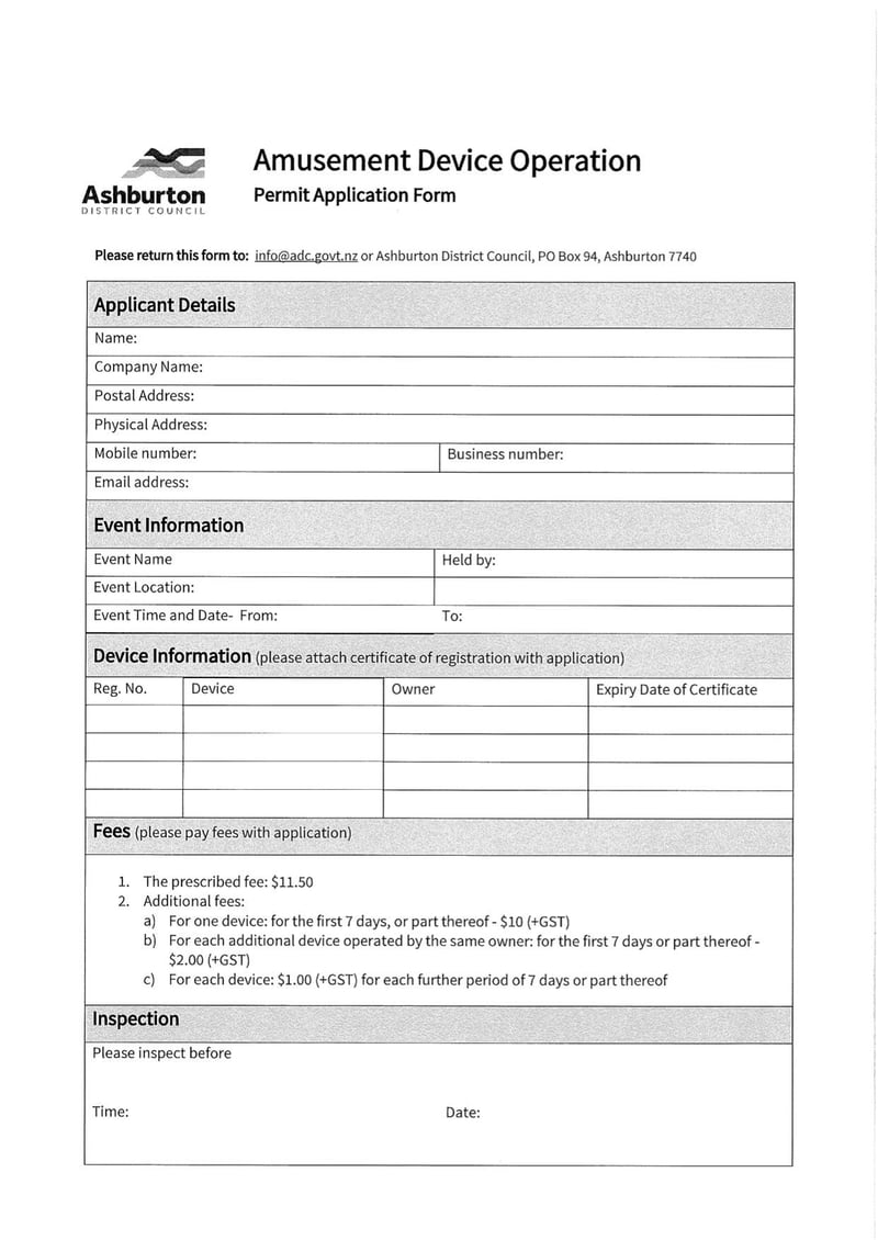 Large thumbnail of Amusement Device Application Permit Application Form - Mar 2021
