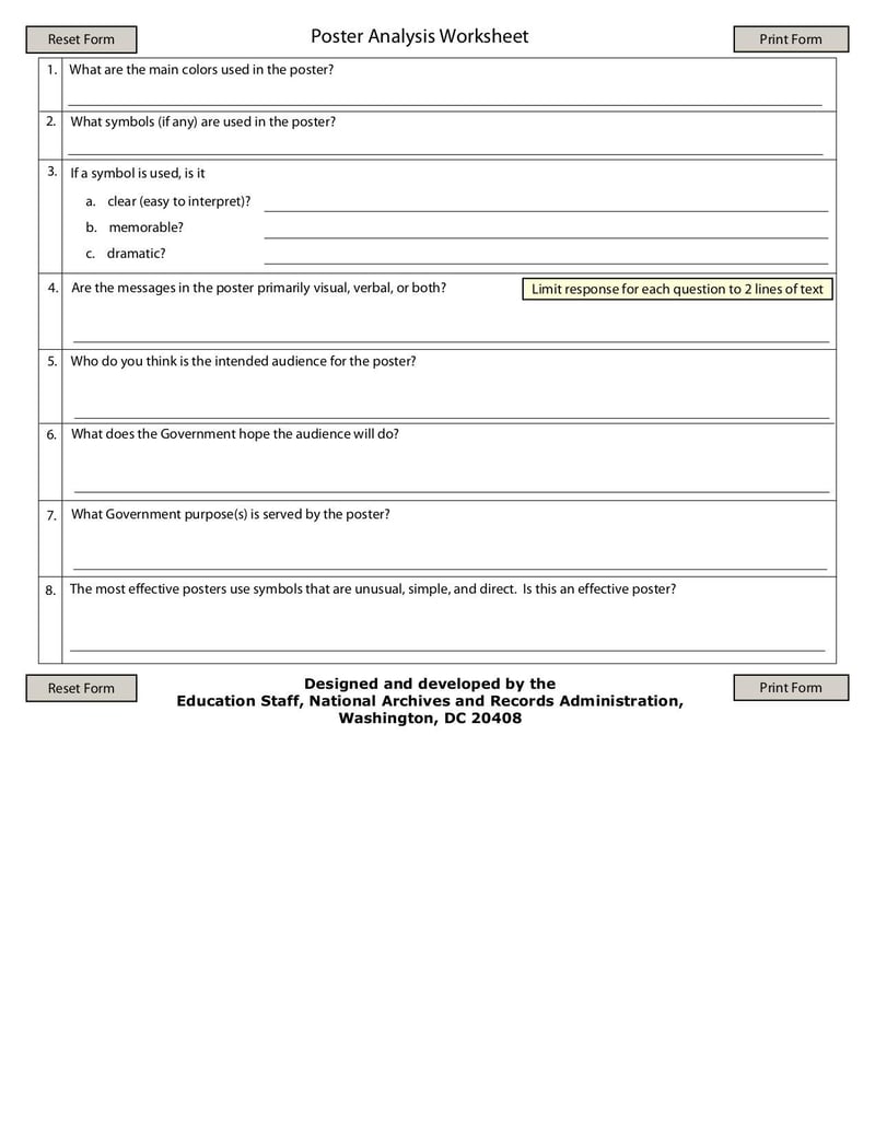 Large thumbnail of Poster Analysis Worksheet - Oct 2005
