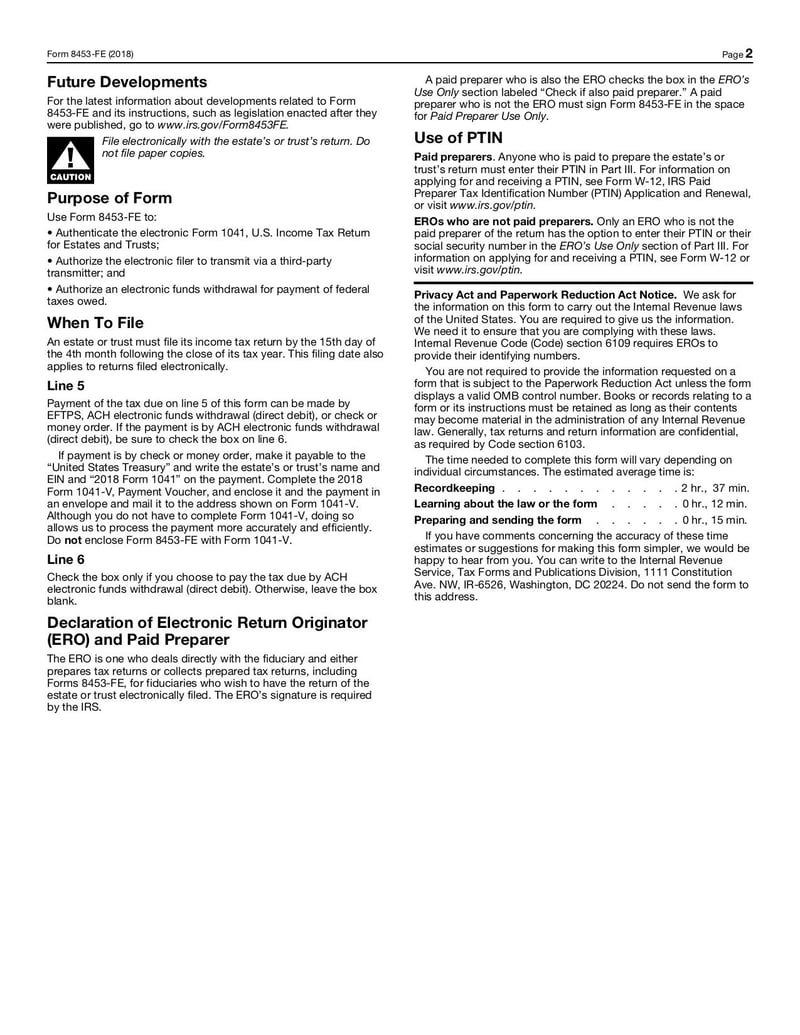 Large thumbnail of Form 8453-FE - Dec 2018